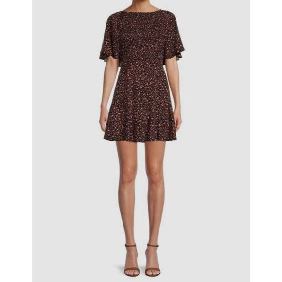 Free People Dresses & Skirts - Free People Women's Florence Tie Floral Mini Dress Size Small Boat Neck